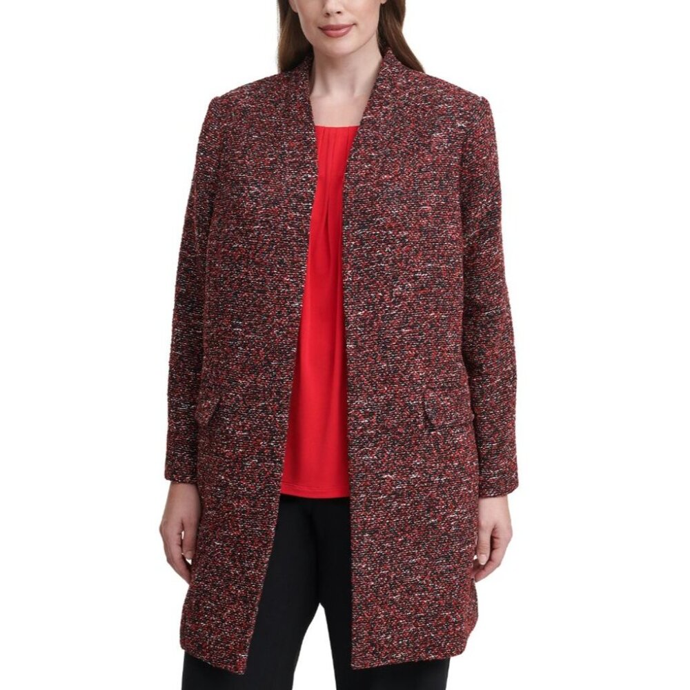 Calvin Klein Blazer Jacket Women's 18W 2X Tweed Menswear-Style Long-Length NEW - Picture 15 of 15